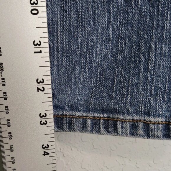 NY&Company Straight Leg Women's Size 10 Tall Blue Denim Distressed Stretch Jeans - Picture 10 of 12